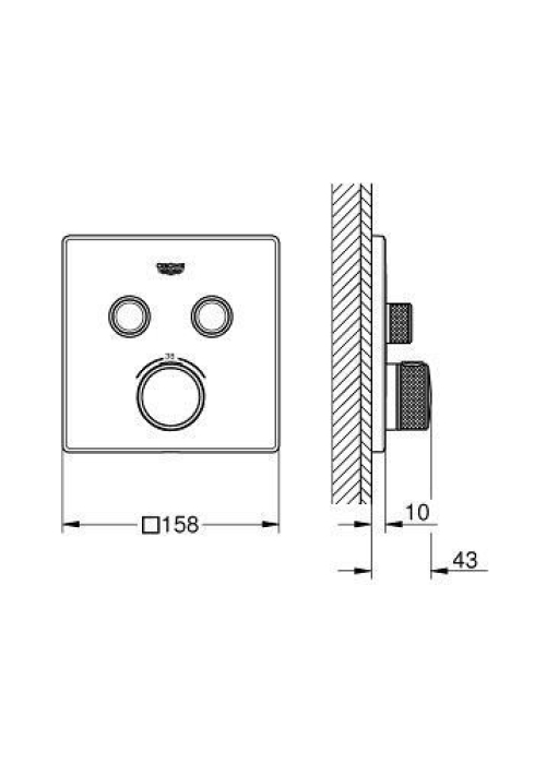 Зовнішня частина змішувача на 2 виходи GROHE GROHTHERM SMARTCONTROL, 29124000