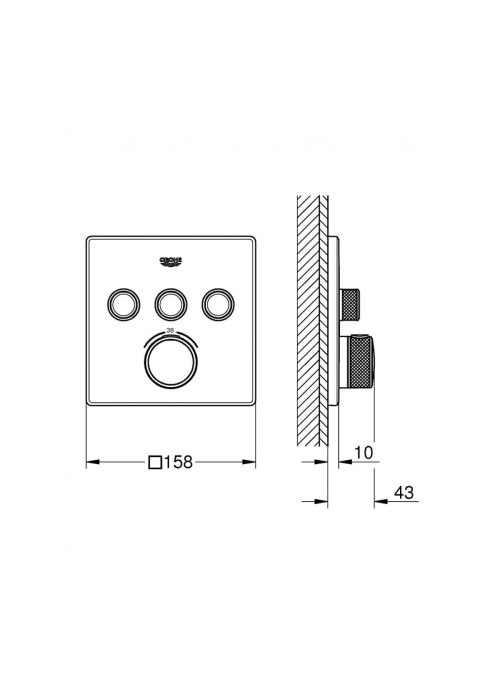 Зовнішня частина змішувача на 3 виходи GROHE GROHTHERM SMARTCONTROL, 29126000