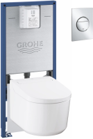 Комплект Grohe QuickFix Sensia 4-в-1: інсталяція Rapid SLX (39596000) з вбудованою розеткою + підвісний унітаз-біде Sensia (36507SH0) з комплектом шумоізоляції (37131000), 36509SH0