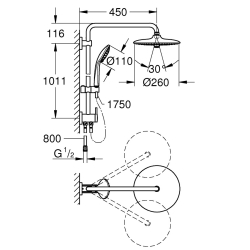 Душова система з перемикачем  Grohe QuickFix Vitalio Joy System 260, 27357002