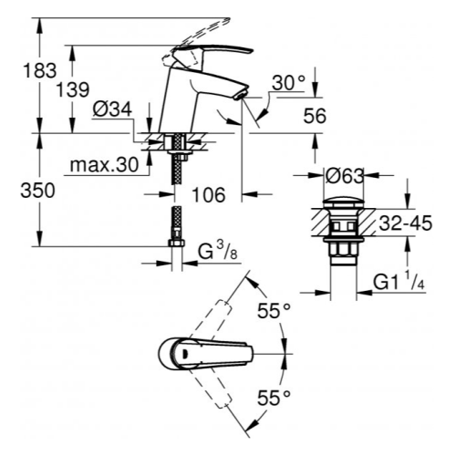 Набір змішувачів для ванни GROHE Start Vitalio 32278551 (23550001+32278001+26196000)