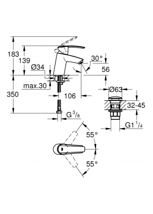 Набір змішувачів для ванни GROHE Start Vitalio 32278551 (23550001+32278001+26196000)