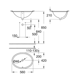 Раковина монтаж під стільницю Grohe Bau 55 39423000