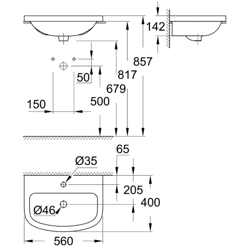 Раковина Grohe Bau Ceramic 55 39422000