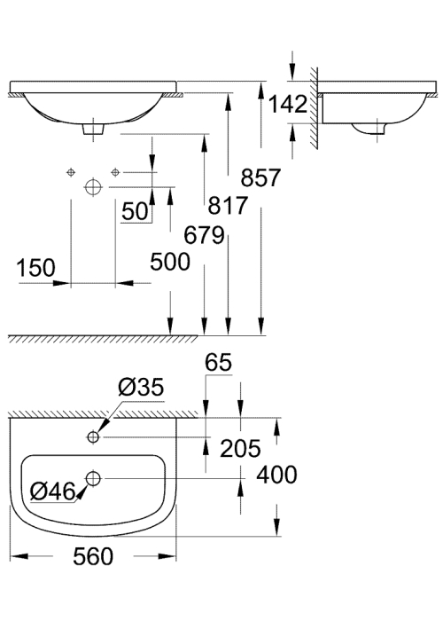 Раковина Grohe Bau Ceramic 55 39422000