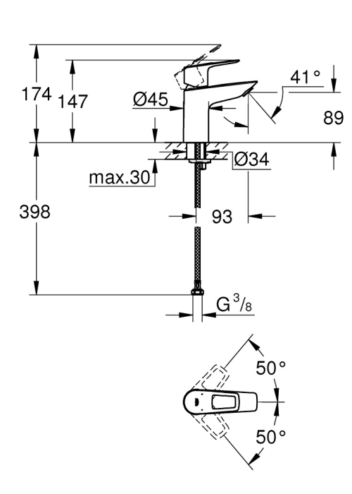 Змішувач для раковини Grohe BauLoop New 23337001 S-Size