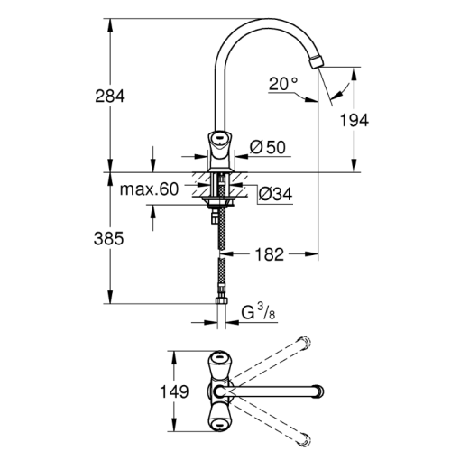 Змішувач для кухні Grohe Costa S 31819001