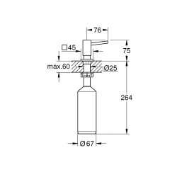 Дозатор жидкого мыла GROHE Cubic, суперсталь, 40649DC0