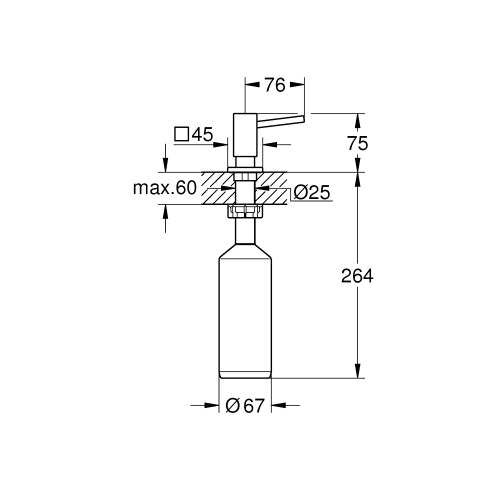 Дозатор жидкого мыла GROHE Cubic, суперсталь, 40649DC0