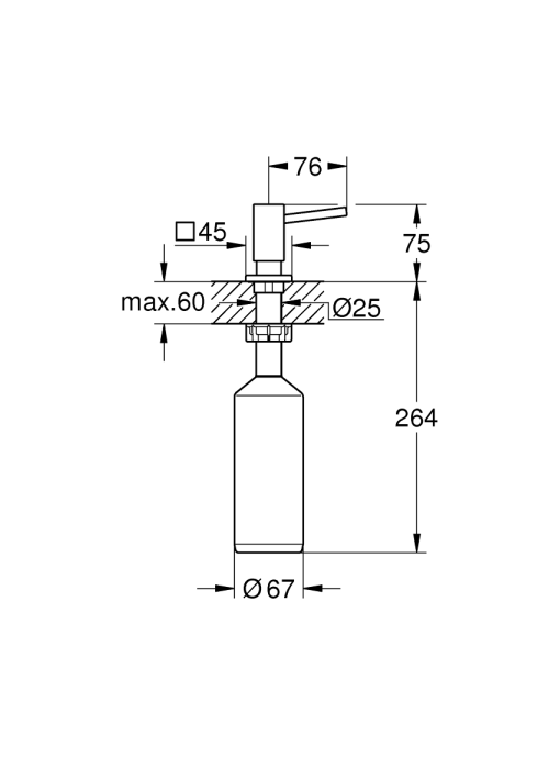 Дозатор жидкого мыла GROHE Cubic, суперсталь, 40649DC0