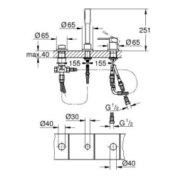 Смеситель однорычажный для ванны на 3 отверстия Grohe Essence New 19976001