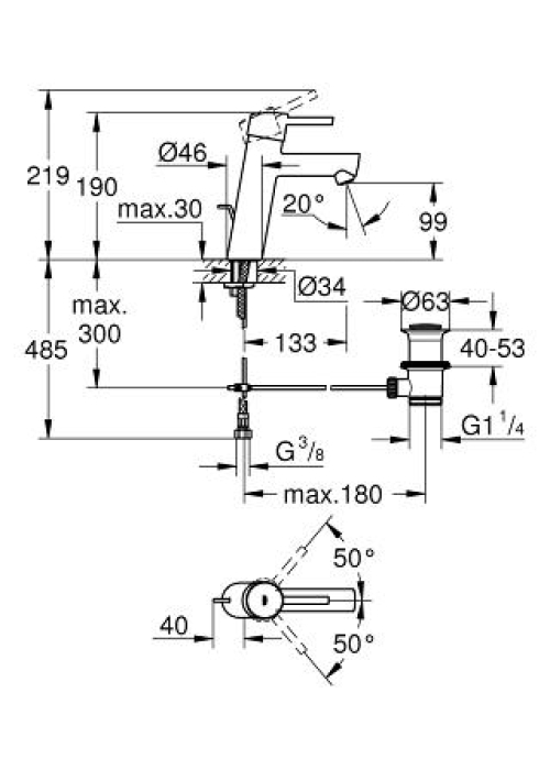 Змішувач для раковини Grohe Concetto M-Size 23450001