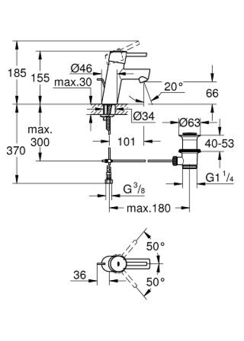 Смеситель для раковины Grohe Concetto S-Size 3220410E