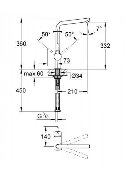 Змішувач для кухні GROHE Minta 31375000