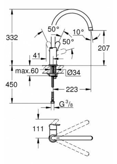 Змішувач кухонний GROHE BauEdge 31367000