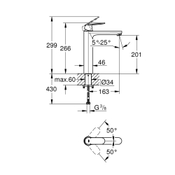 Змішувач одноважільний для раковини Grohe Eurosmart Cosmopolitan XL-Size 23921000