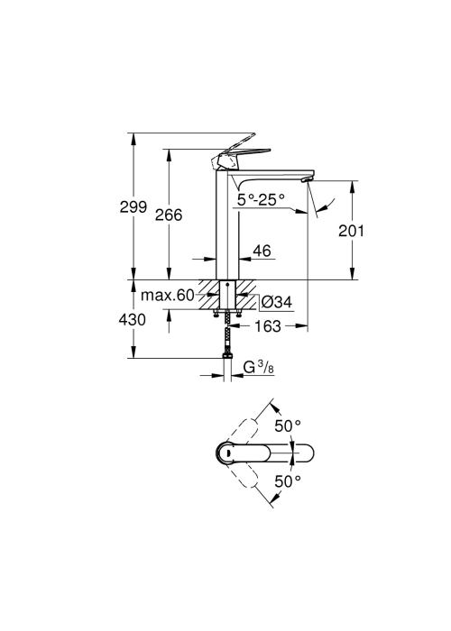 Змішувач одноважільний для раковини Grohe Eurosmart Cosmopolitan XL-Size 23921000