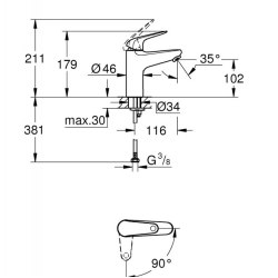 Змішувач для раковини Grohe EuroEco New 24266001