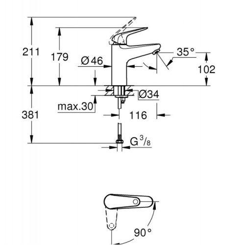 Змішувач для раковини Grohe EuroEco New 24266001