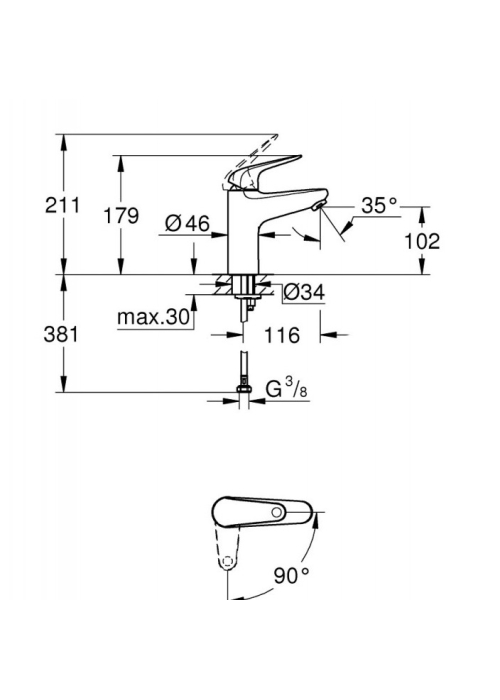 Змішувач для раковини Grohe EuroEco New 24266001