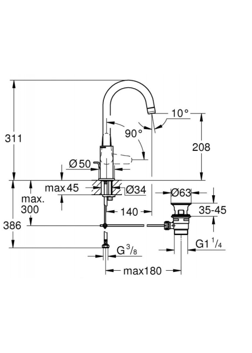 Змішувач для раковини Grohe EuroEco New 24272001