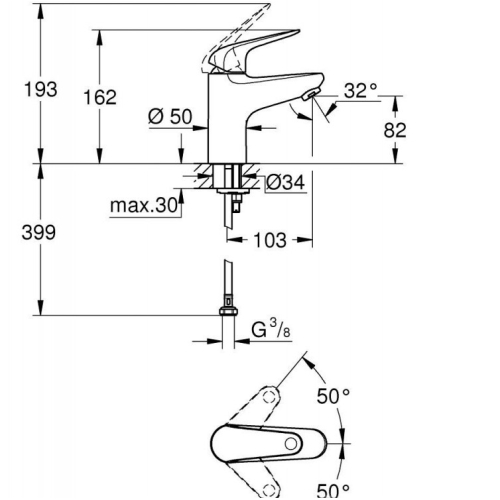 Змішувач для раковини Grohe EuroEco New 32734001