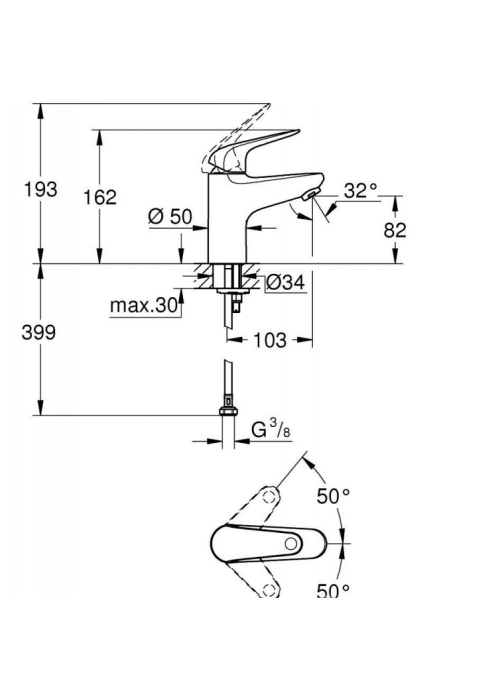 Змішувач для раковини Grohe EuroEco New 32734001