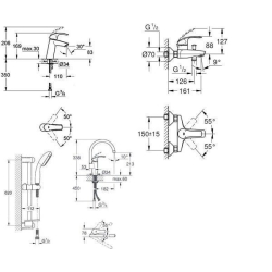 Комплект змішувачів з кухонним змішувачем GROHE Eurosmart New, 123248MK