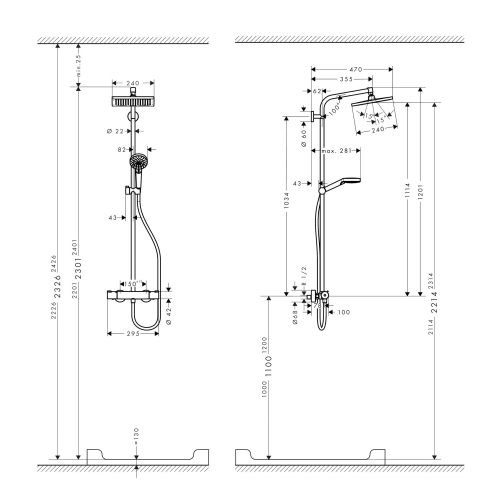 Душова система Hansgrohe Crometta E 240 1jet Showerpipe з термостатом 27271000