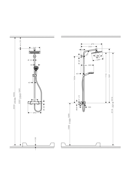 Душова система Hansgrohe Crometta E 240 1jet Showerpipe з термостатом 27271000