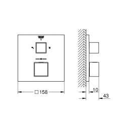 Внешняя часть смесителя на 2 выхода Grohe Grohtherm Cube, 24155000