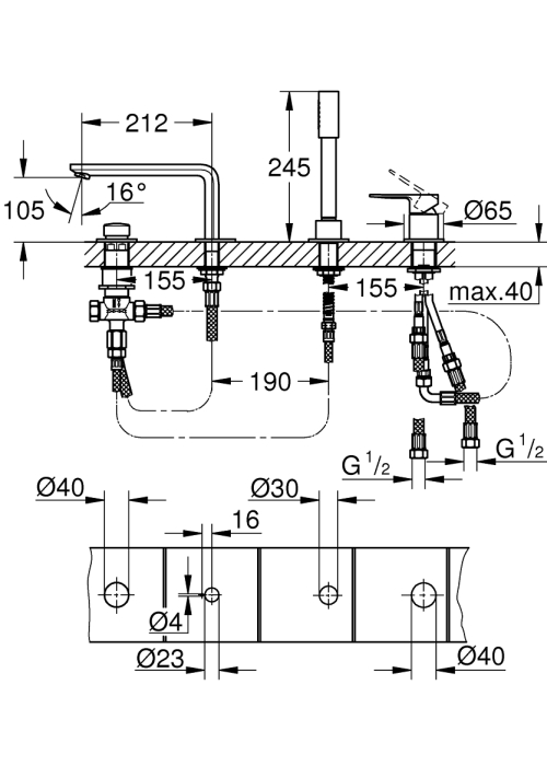 Змішувач для ванни Grohe Lineare 19577001