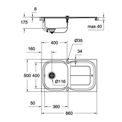 Кухонна мийка Grohe EX Sink K300 + змішувач Eurosmart (31565SD0)