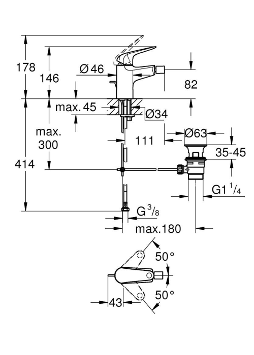 Змішувач для біде Grohe QuickFix Swift 24332001