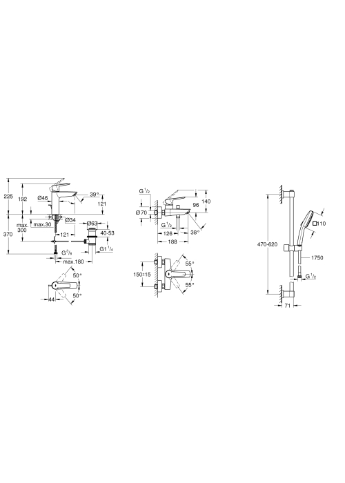 Комплект змішувачів для ванної кімнати Grohe QuickFix Start UA202301MQ