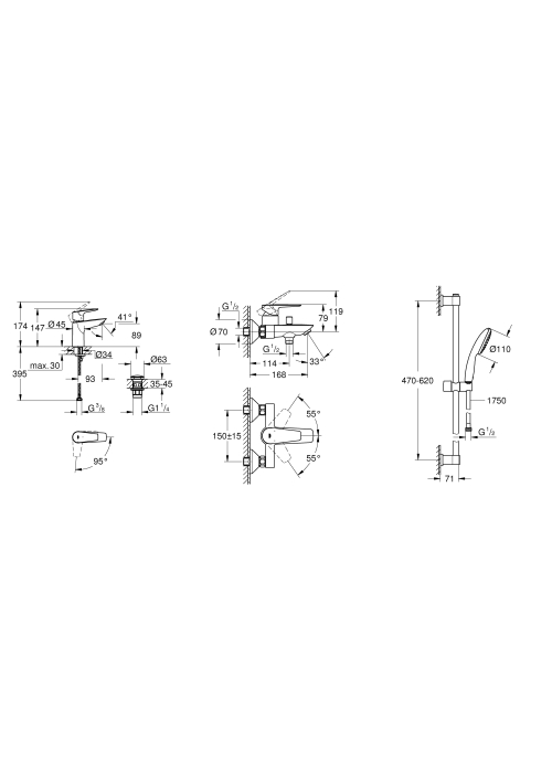 Комплект змішувачів для ванної кімнати Grohe QuickFix Start Edge ColdStart UA202501SE