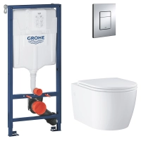 Комплект Solido 5-в-1: инсталляция Grohe Rapid SL 38536001 с клавишей Skate Cosmopolitan (38732000) + подвесной унитаз Bau 103860SH00, UA38103SH0