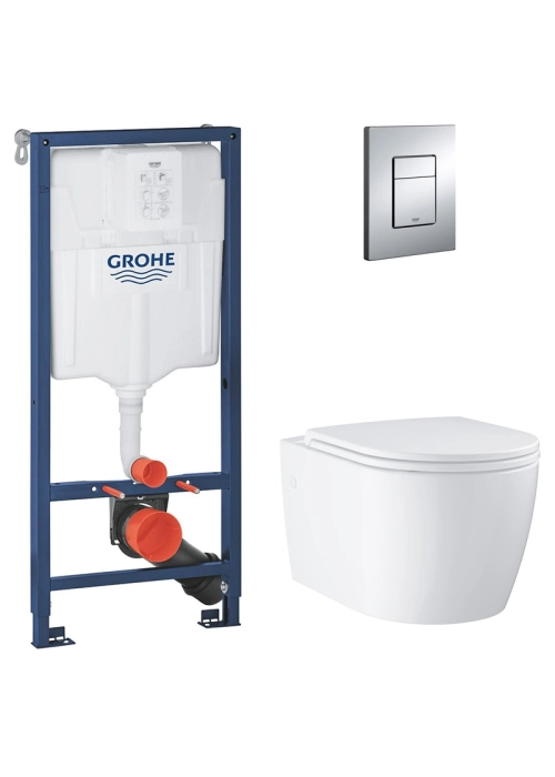 Инсталляция Grohe Rapid SL 38536001 с клавишей Skate Cosmopolitan (38732000) + подвесной унитаз Bau 103860SH00, UA38103SH0