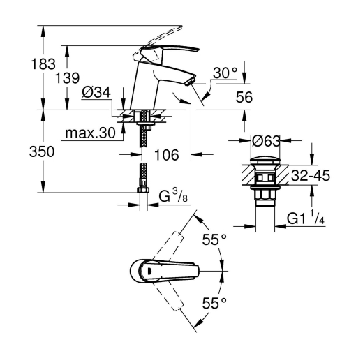 Змішувач для раковини Grohe Start 23550001 M-Size