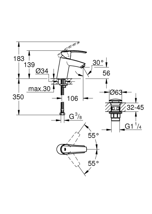 Змішувач для раковини Grohe Start 23550001 M-Size