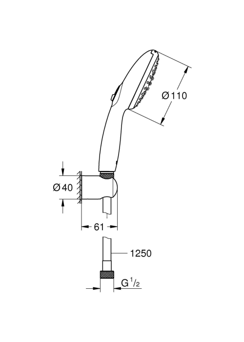 Душовий набір Grohe Tempesta 110, чорний матовий, 261642433