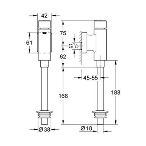 Змивний пристрій для пісуару Grohe Rondo 37339000