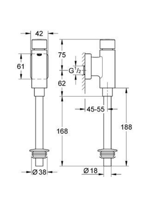 Змивний пристрій для пісуару Grohe Rondo 37339000