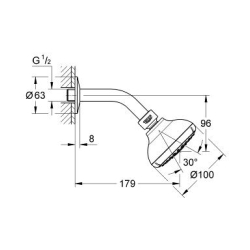 Верхній душ з душовим кронштейном 4 режими струменя Grohe New Tempesta 100, 27870001