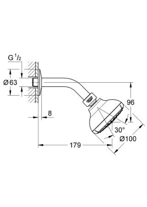 Верхній душ з душовим кронштейном 4 режими струменя Grohe New Tempesta 100, 27870001