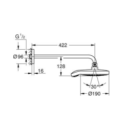 Верхній душ із душовим кронштейном Grohe Power&Soul Cosmopolitan 190, 26172LS0