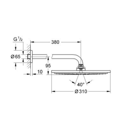 Верхний душ с душевым кронштейном Grohe Rainshower Cosmopolitan 310, 26066000