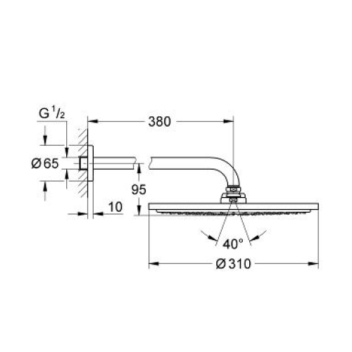 Верхній душ із душовим кронштейном Grohe Rainshower Cosmopolitan 310, 26066000