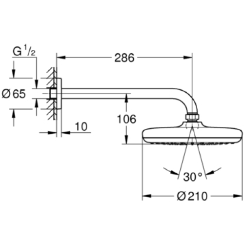 Верхній душ Grohe New Tempesta 210, 26411000