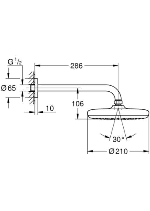 Верхний душ Grohe New Tempesta 210, 26411000